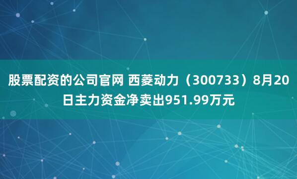 股票配资的公司官网 西菱动力（300733）8月20日主力资金净卖出951.99万元